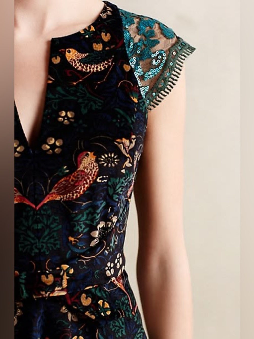Anthropologie Eva Franco
Larksong Corduroy Bird Sequin Dress, - Picture 4 of 9